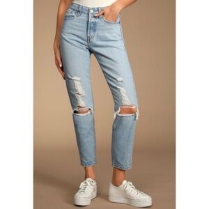 Levi’s 26 (2/3) Wedgie Icon Ripped High Rise Women’s Straight Cropped Jeans
